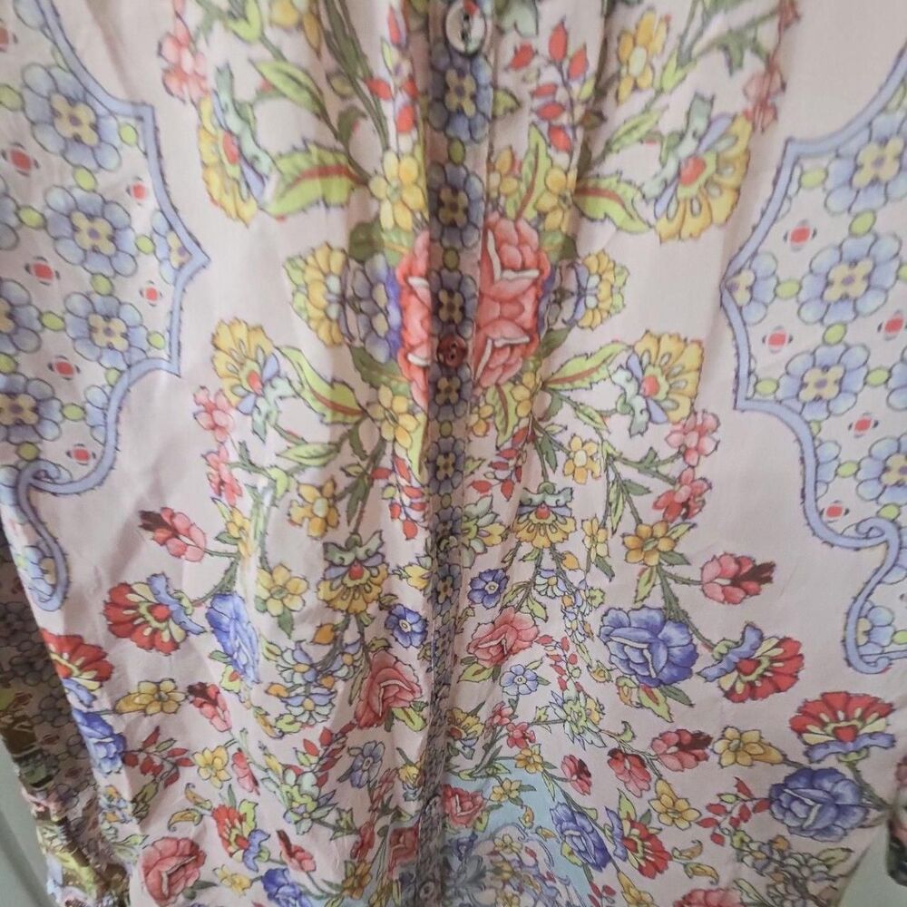Johnny Was Floral Print Silk Tunic Top Size 2X - Picture 4 of 5